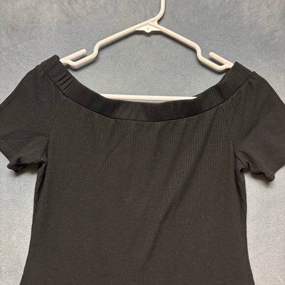 Y2K Off the Shoulder Dress J For Justify Ribbed Decorative Buttons Bodycon Witch - Picture 8 of 9